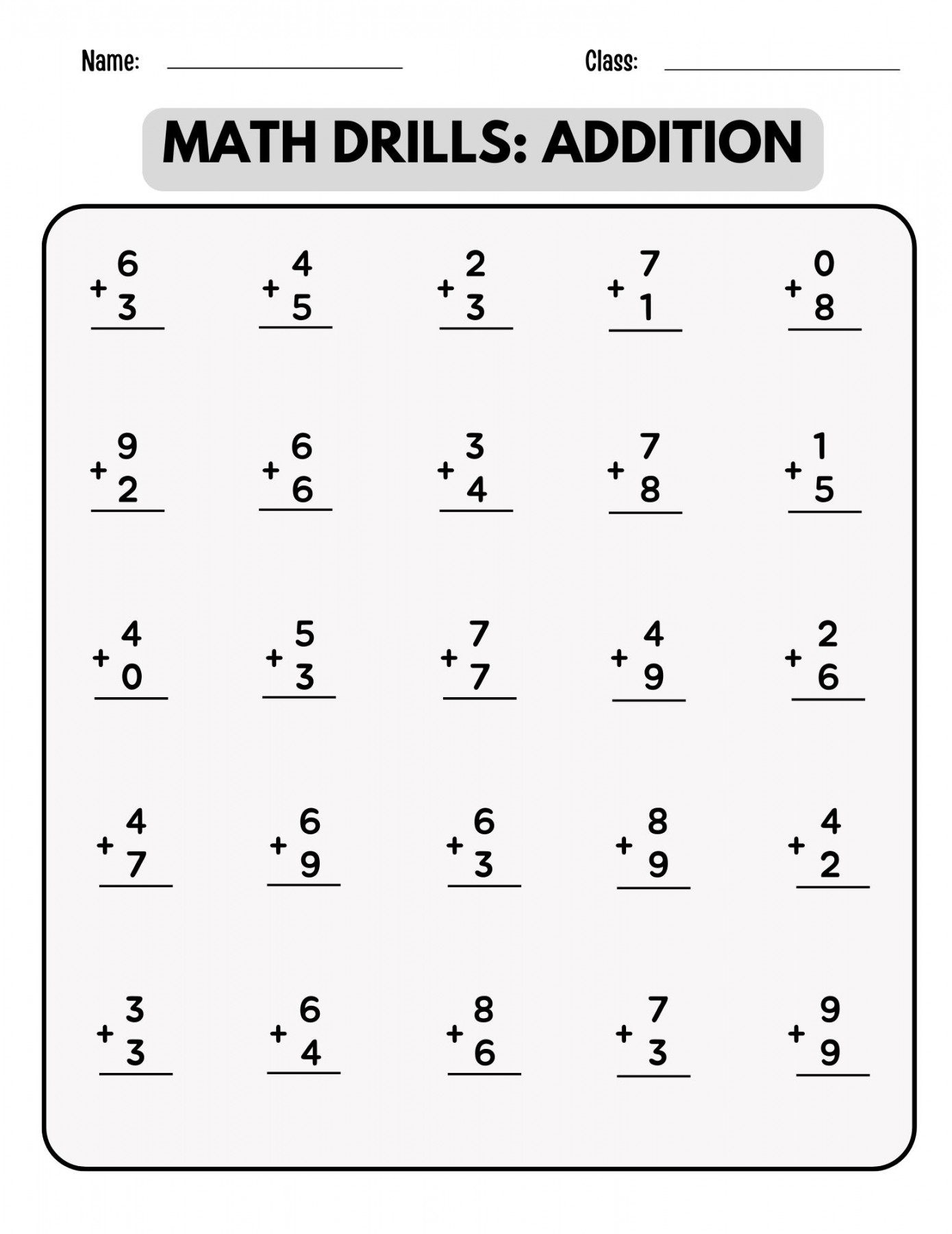 First Grade Addition And Subtraction Worksheet