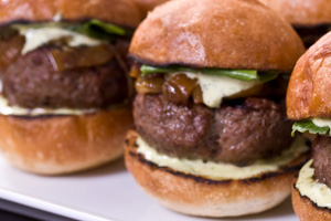 Kobe Beef Sliders with Tarragon Aioli & Caramelized Onions