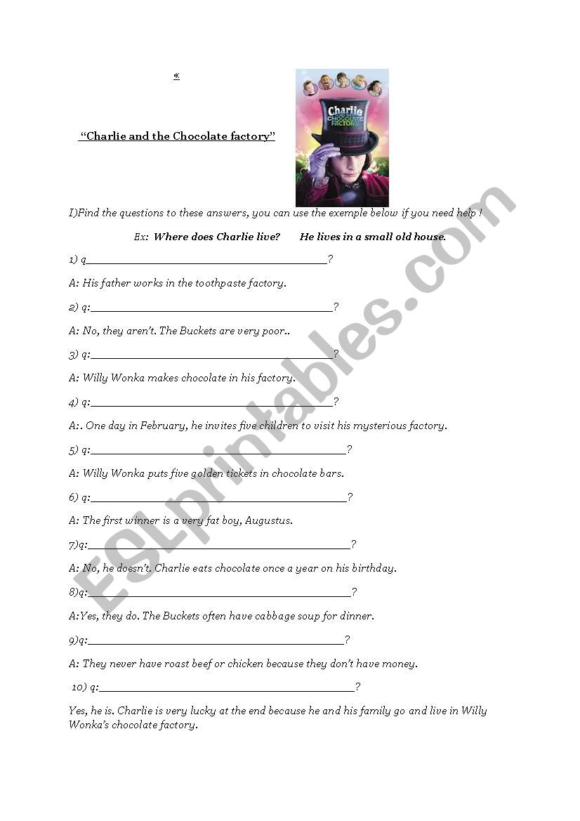 Charlie And The Chocolate Factory Worksheet - Esl Worksheet | Charlie And The Chocolate Factory Worksheets Printable