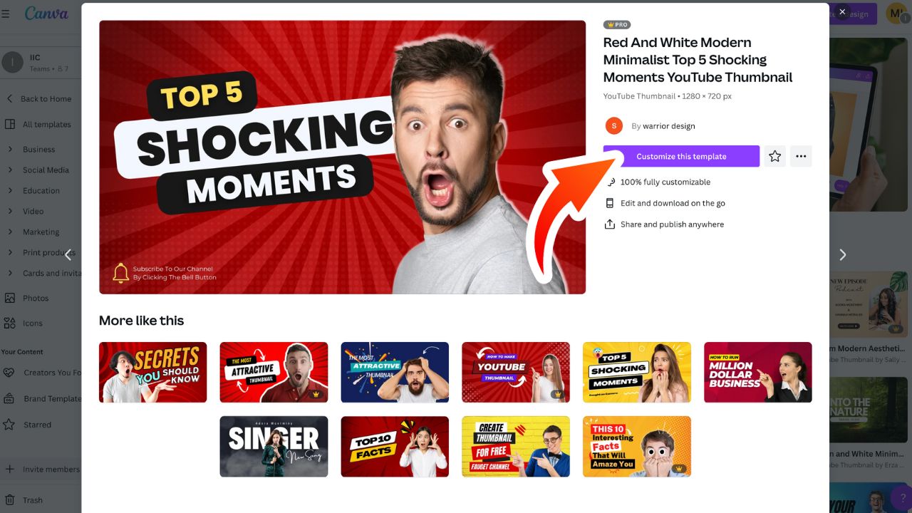 How to Use a Canva Template to Create a YouTube Thumbnail Step 5