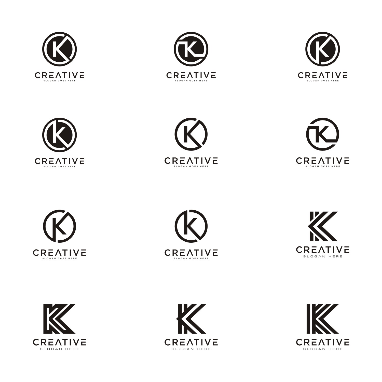 set of initials letter K abstract logo vector design - MasterBundles