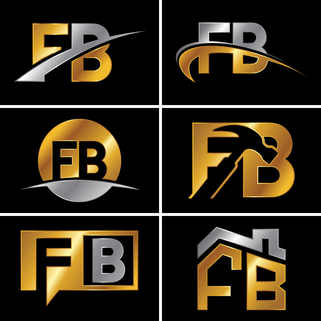 Initial Letter F B Logo Design Vector Template.