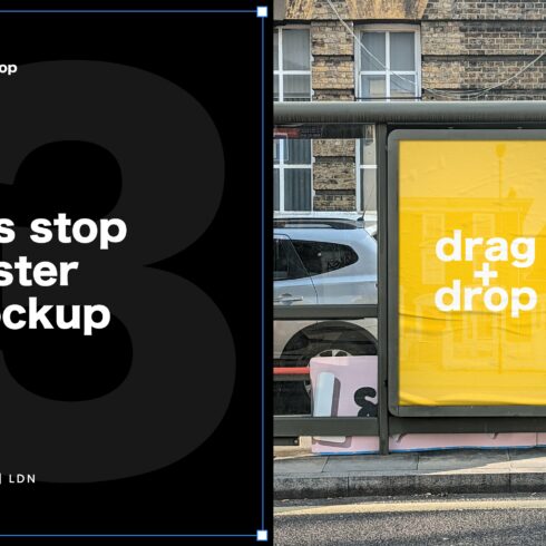 Bus stop poster mockup cover image.