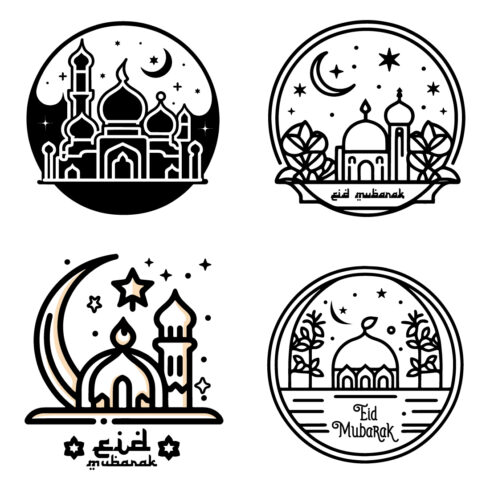 Eid Mubarak Muslim icon vector, Ramadan Kareem, Greeting icons, and Eid Mubarak outline icon vector cover image.