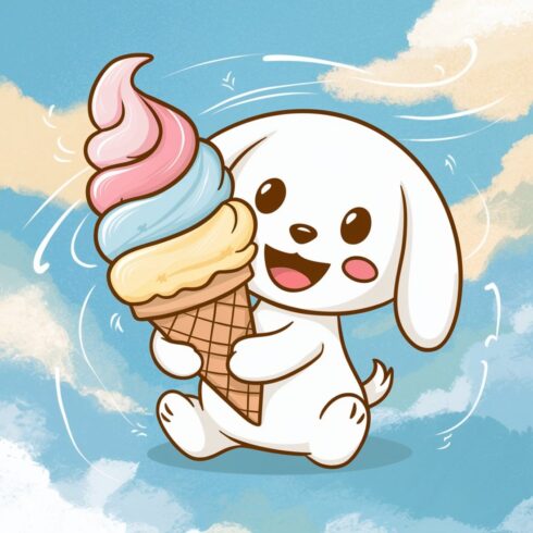 Cinnamoroll holding icecream vector illustration cover image.