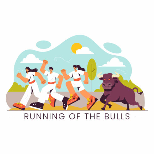 9 Running of the Bulls Illustration cover image.