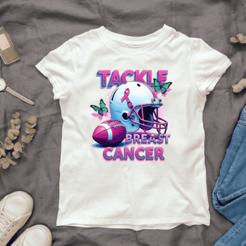 Football for Breast Cancer Awareness T-shirt Design cover image.