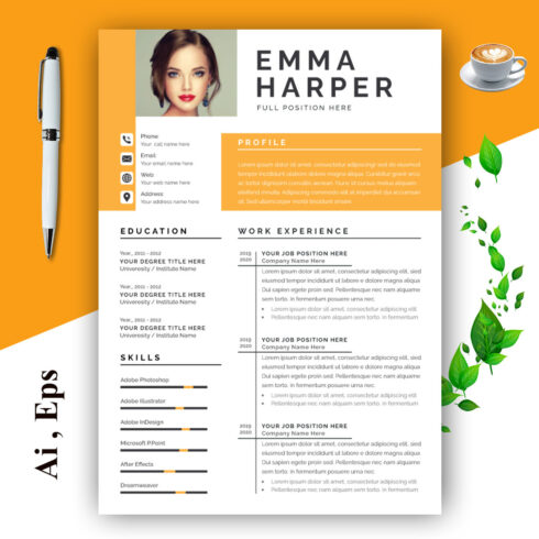 Creative Resume Template cover image.