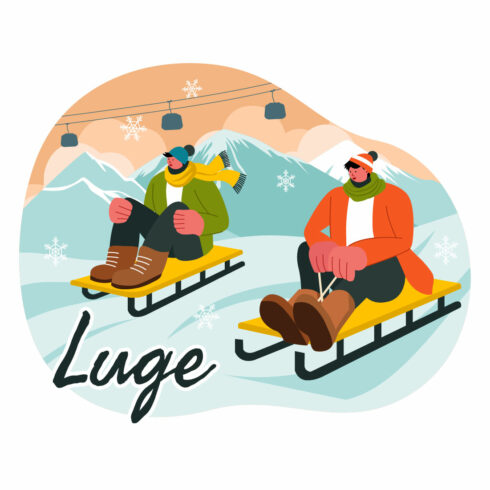 9 Winter Luge Sledding Illustration cover image.