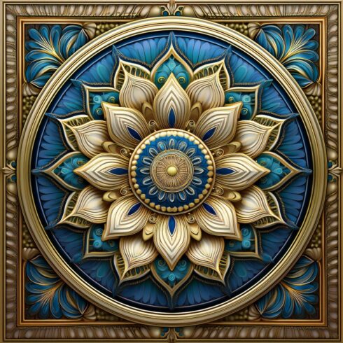 Elegant 3D Decorative Ceiling Wallpaper with Mandala Design cover image.