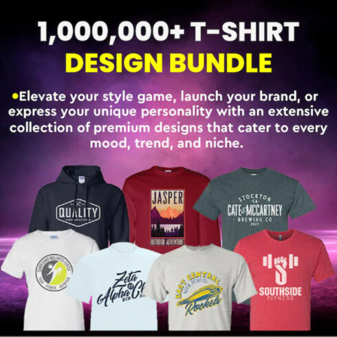 1,00000+ Editable T-shirt Design Bundle cover image.