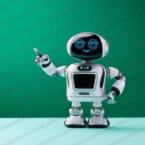 Cute Mini Robot on Green Background cover image.