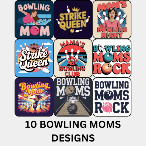 MOM BOWLING DESIGN BUNDLE-SET OF 10 cover image.