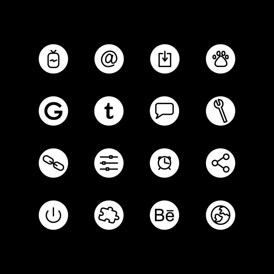 1100 1 Black And White App Icons.