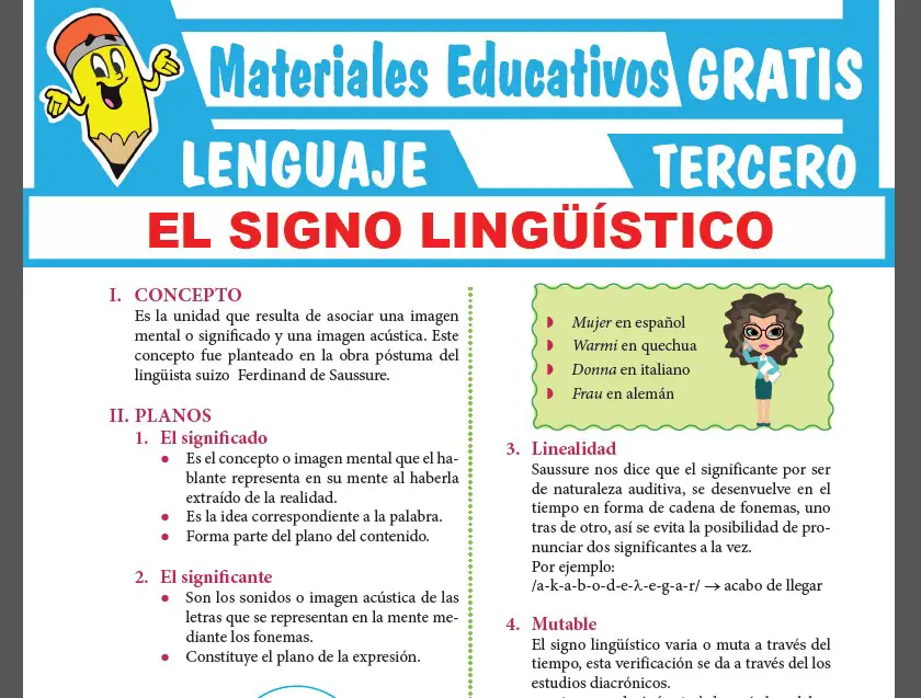 El Signo Lingüístico y sus Principios para Tercer Grado de Secundaria