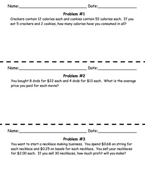 10 Daily Middle School Math Word Problems - FREE | Resources - Math in ...