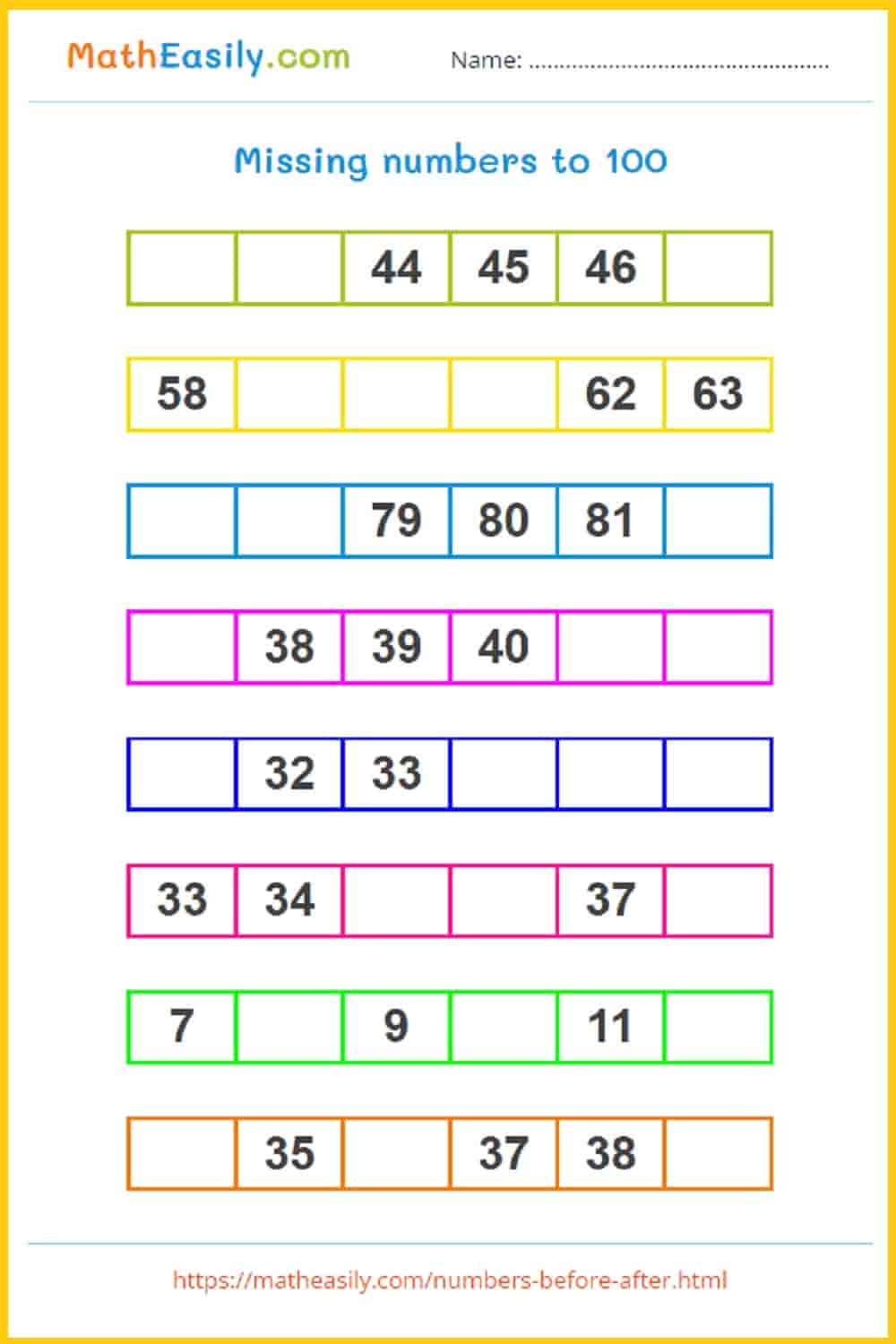 Missing Number Games for Kindergarten + Worksheets