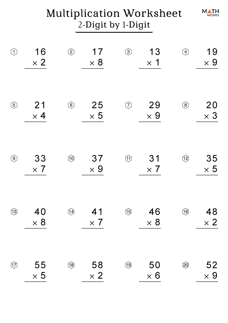 Multiplication Worksheets Grade 3 with Answer Key