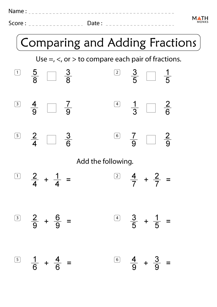 4th Grade Fractions Worksheets - Math Monks