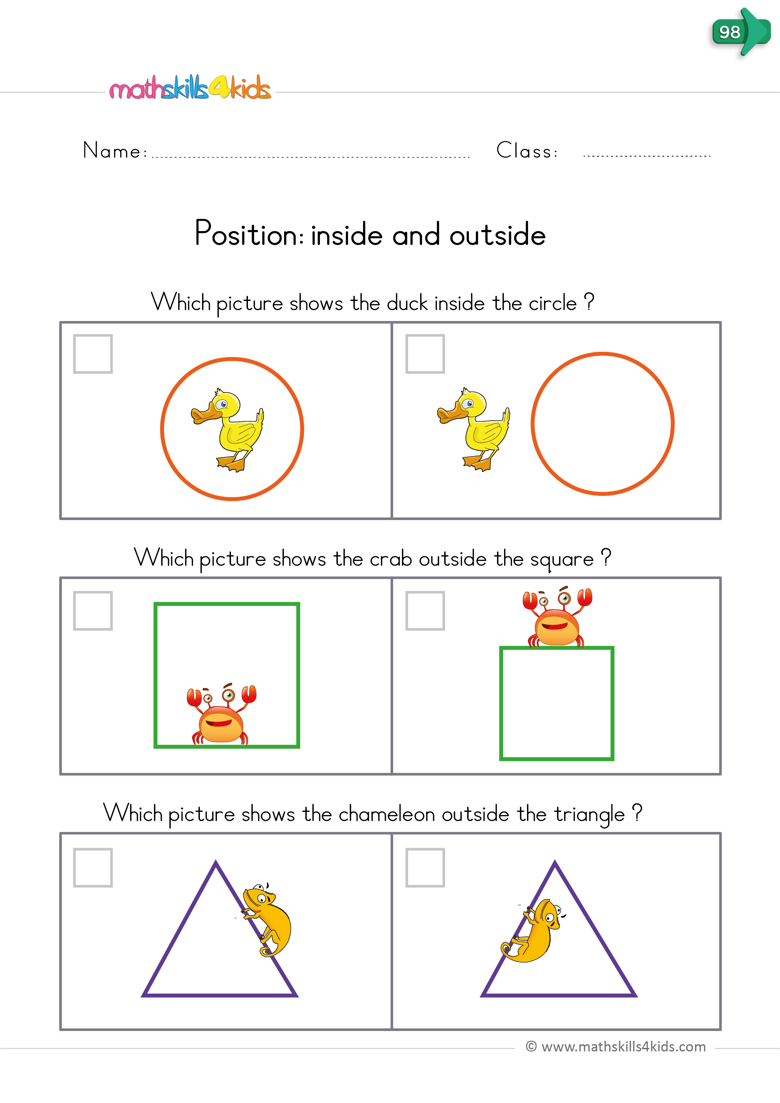 Position Worksheets for Kindergarten | Free Printable Positional Words ...