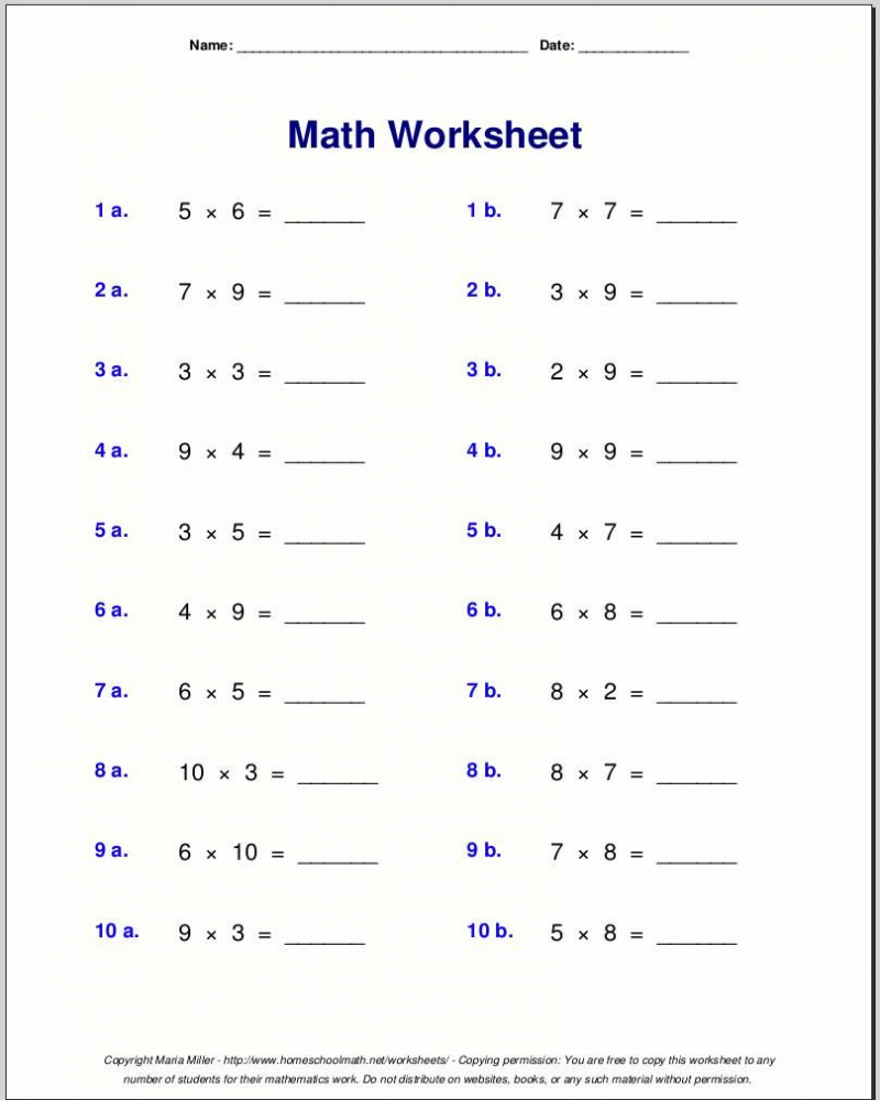 Free Printable Math Worksheets For 4th Grade