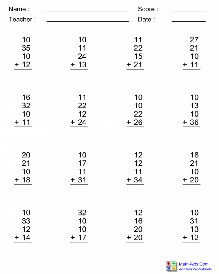 Adding Numbers Worksheet - Math Worksheets Printable