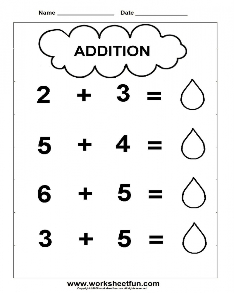 Pre K Addition Worksheet