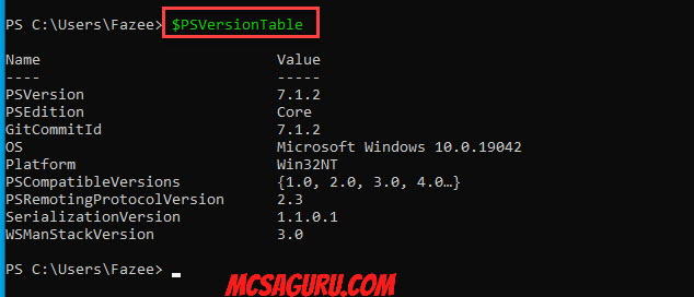 $PSVersionTable