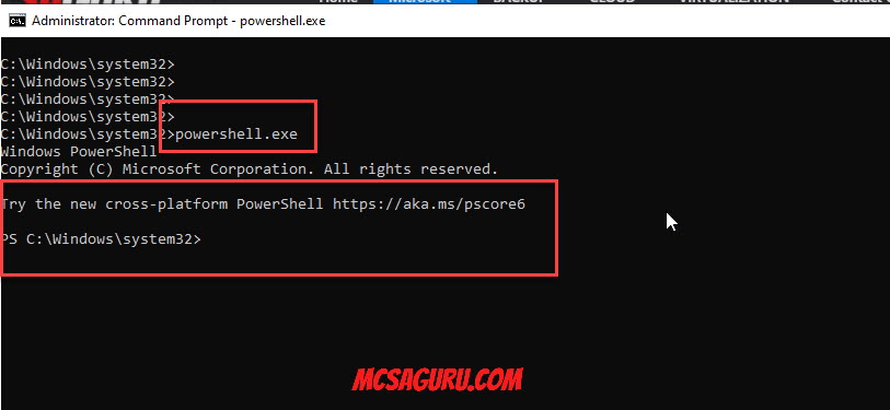 open powershell from cmd