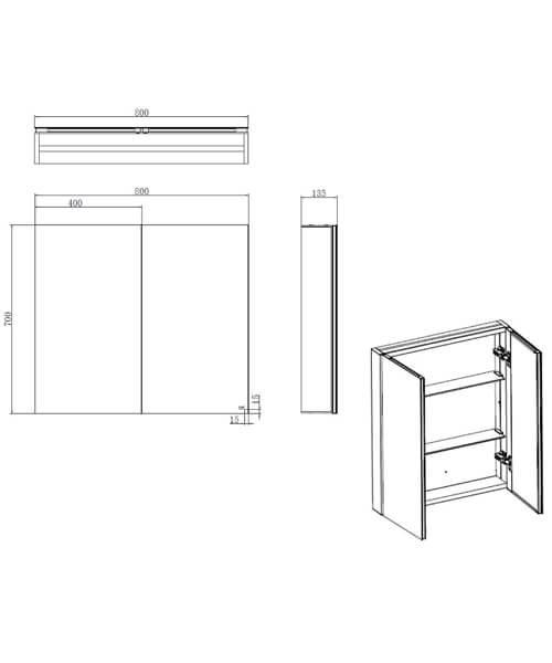 Additional image of RAK Gemini Alluminium Mirrored Door Cabinet - W 500 x H 700mm