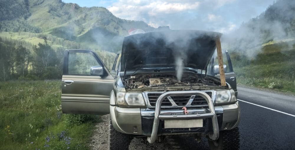 overheating engine on road