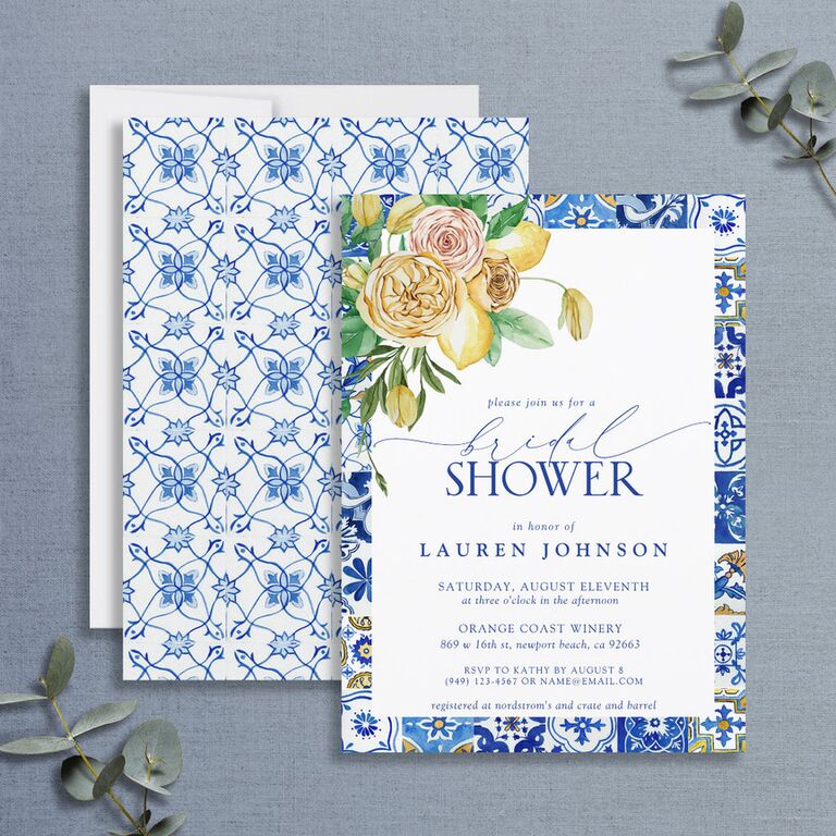 Lemon-themed bridal shower invitation