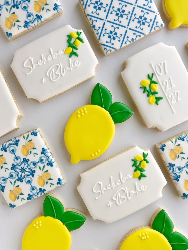 Custom lemon-themed cookies for lemon-themed bridal shower