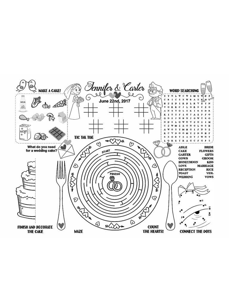 Kids' printable activity for a cute wedding reception idea