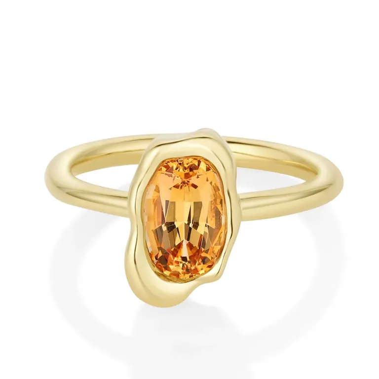 Topaz abstract bezel Taylor Swift inspired engagement ring from Marrow