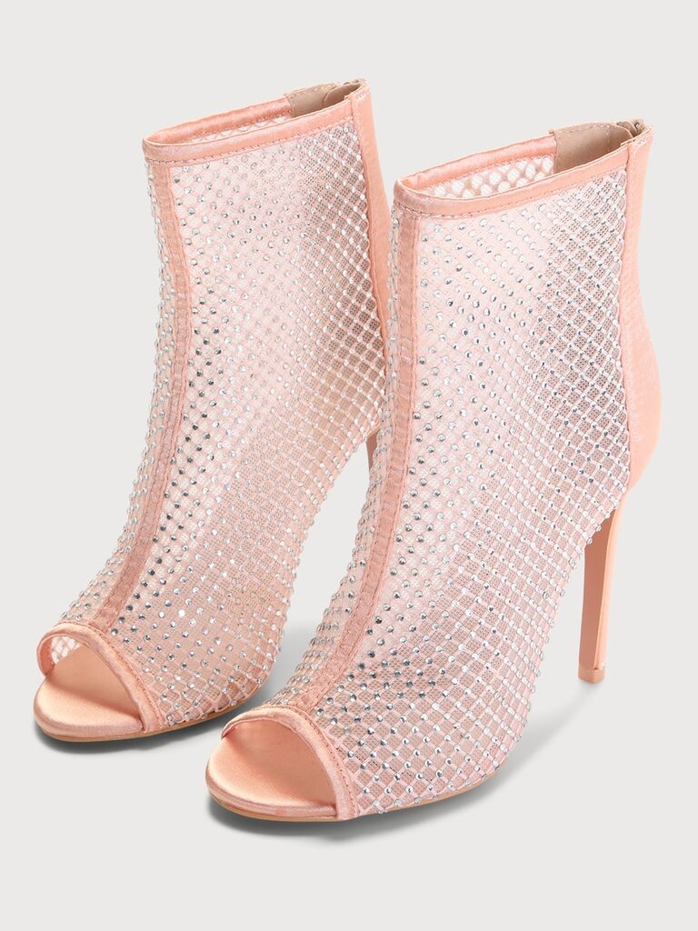 Lulus rose gold peep toe wedding booties