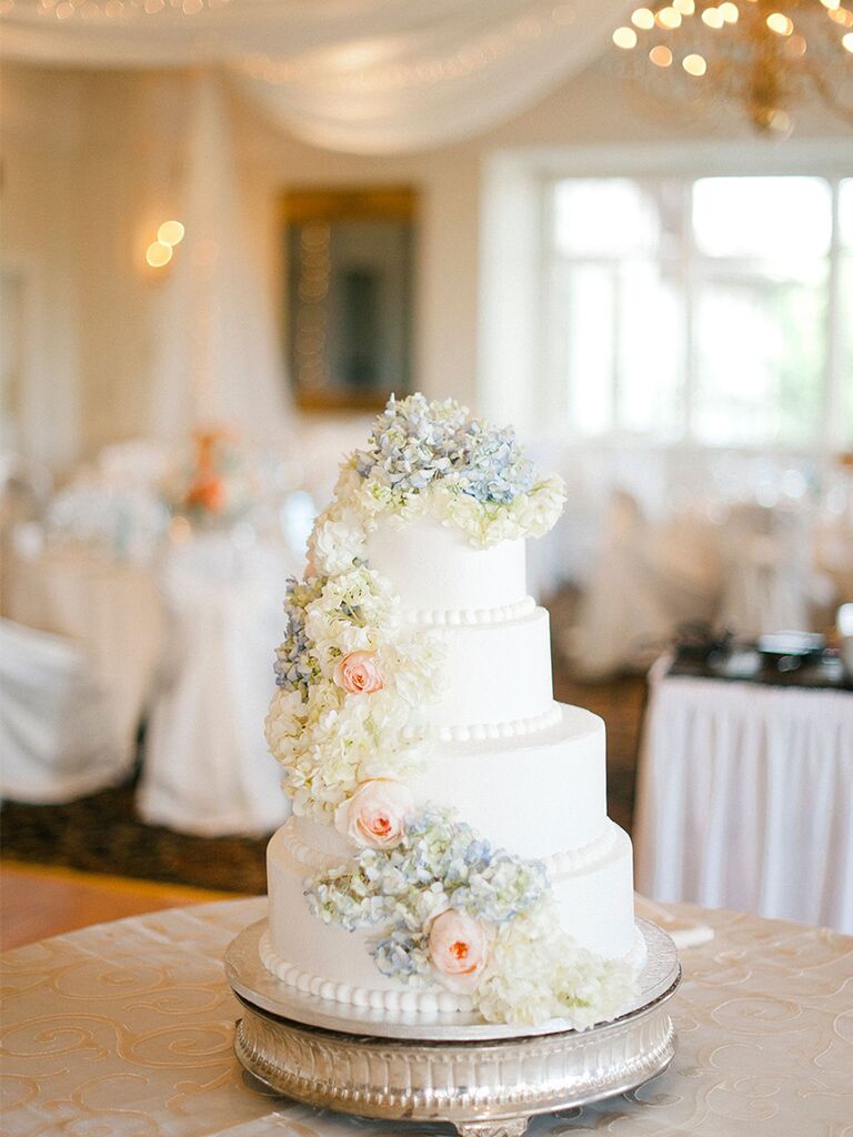 Spring floral wedding cake with hydrangeas