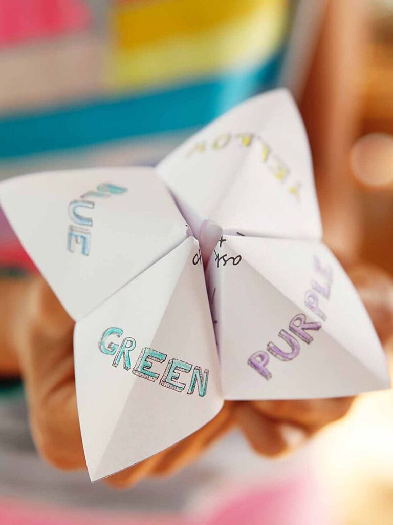 Paper fortune teller for a fun kids' activity at a wedding