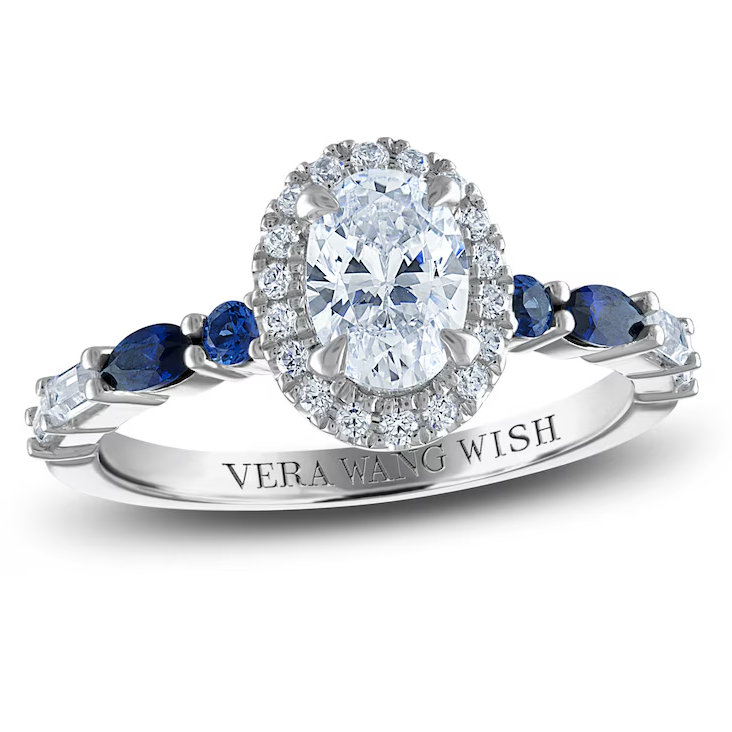 Vera Wang diamond and blue sapphire Taylor Swift inspired diamond engagement ring from Jared