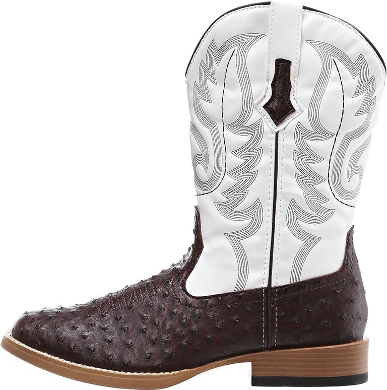 Funky cowboy boots with white detailing. 