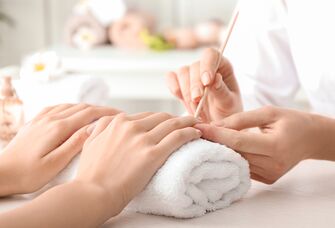 Bride getting manicure for bachelorette party