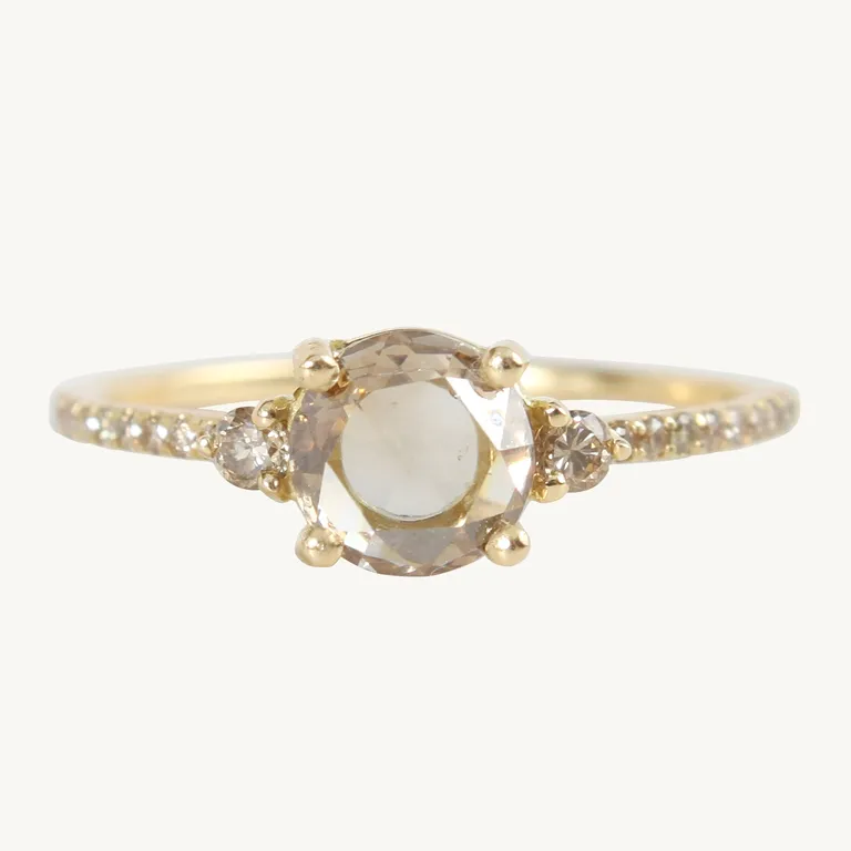 Champagne solitaire diamond engagement ring inspired by Taylor Swift from Catbird