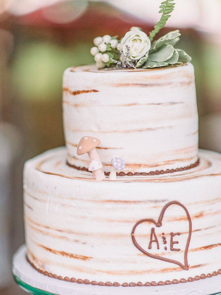 Woodland-themed spring wedding cake