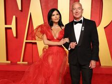 Lauren Sanchez and Jeff Bezos on the red carpet