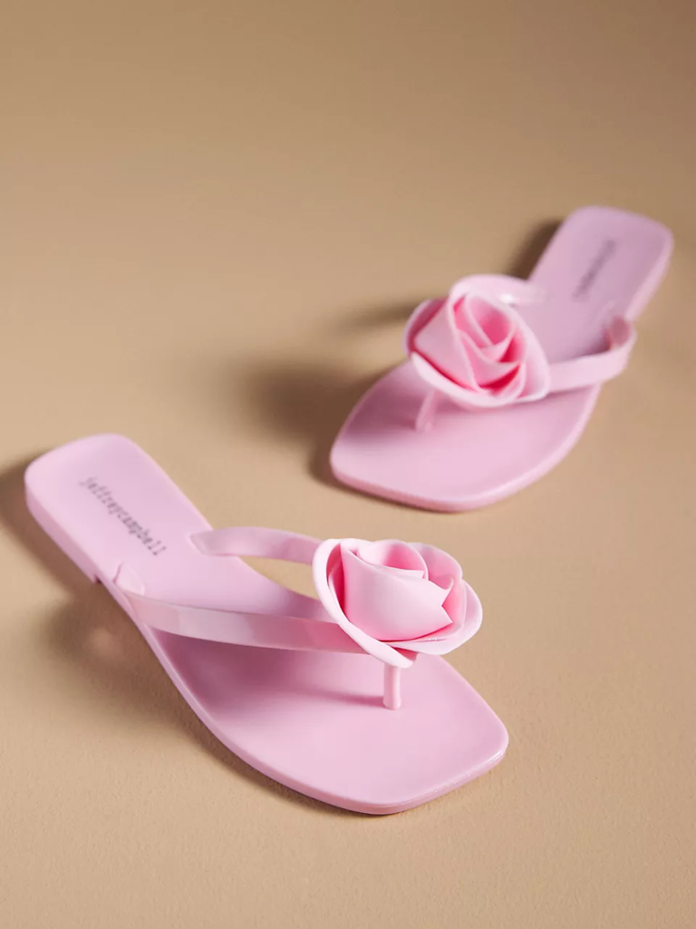 Jeffrey Campbell pink flower wedding flip flops 