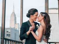 Two brides with medium-length hair