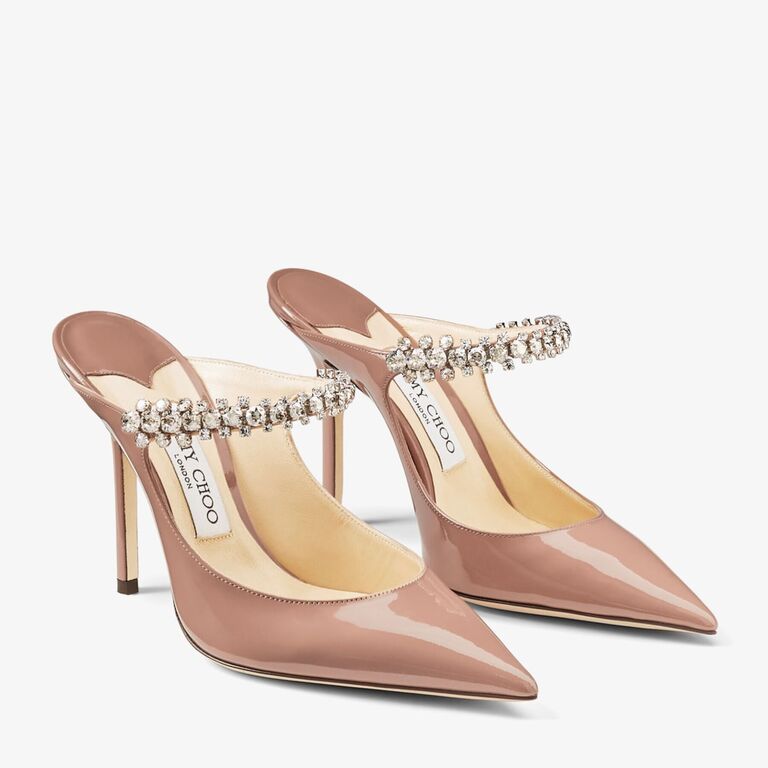 Jimmy Choo blush embellished wedding mules