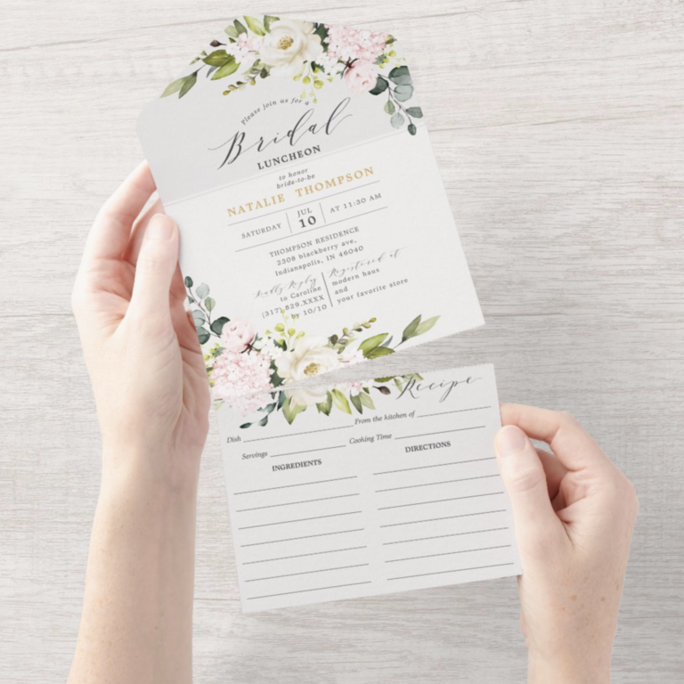 Personalized Bridal Shower Invitation with Recipe Card