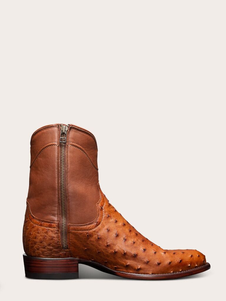 Short leather cowboy boots. 