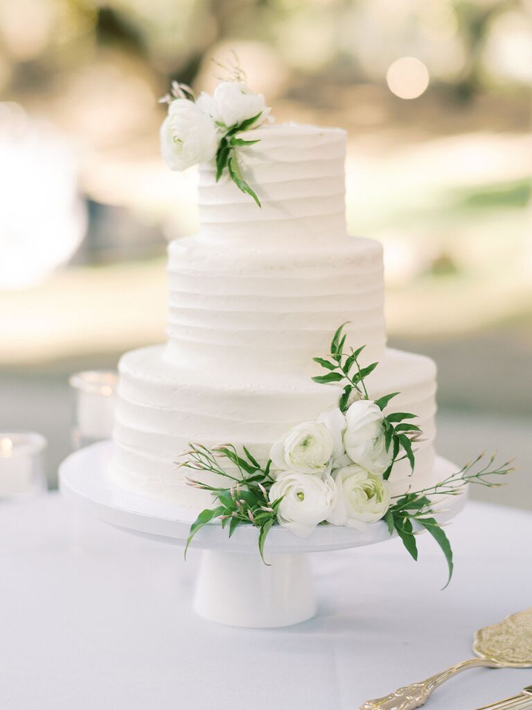 White spring combed buttercream wedding cake